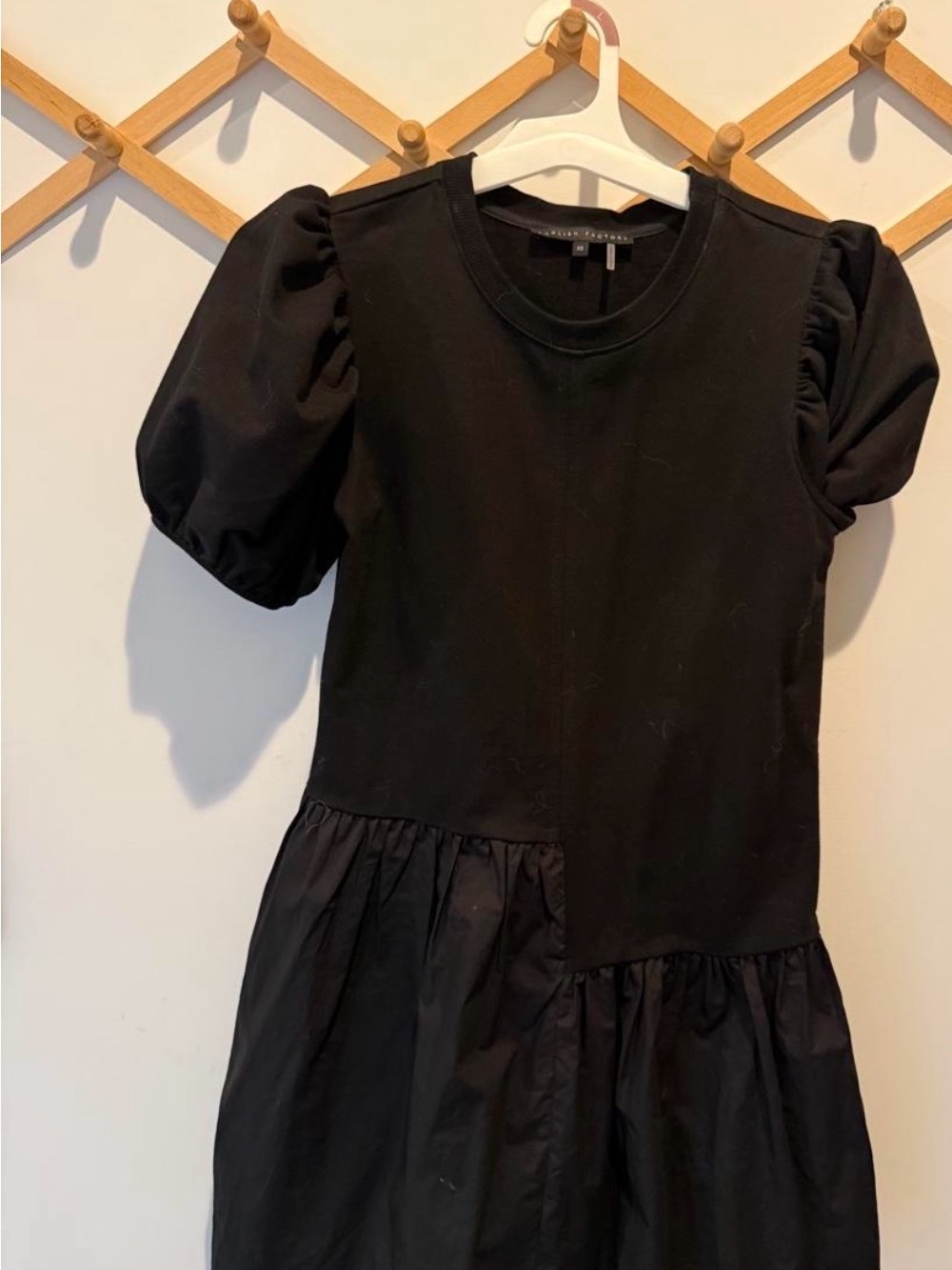 English Factory Black Puff-Sleeve Mini Dress